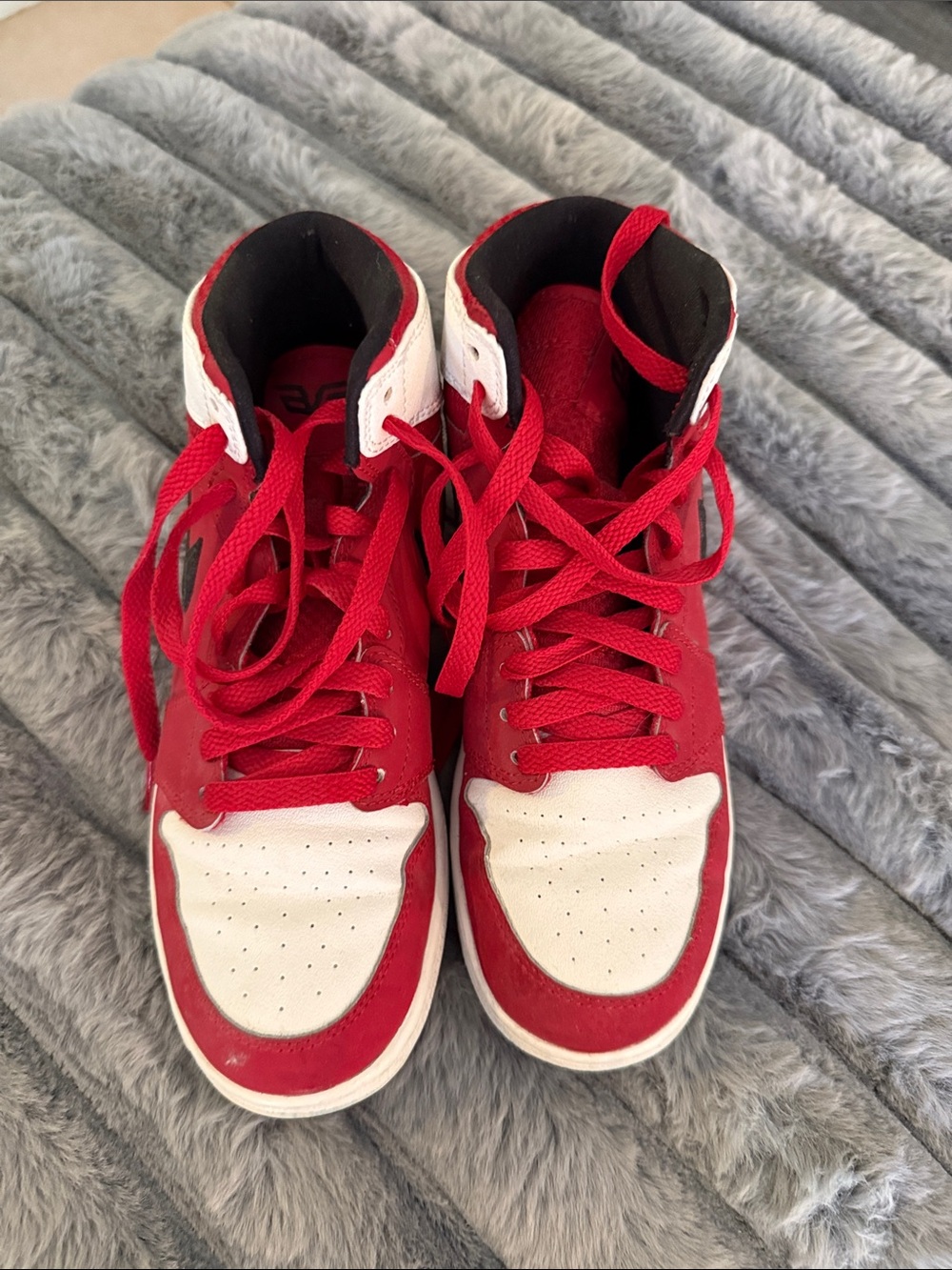 Classic Nike Jordan Kids Red and White High-Top Sneakers - Youth Athletic Shoes